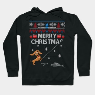 Merry Christmas Funny Naughty Dachshund Hoodie